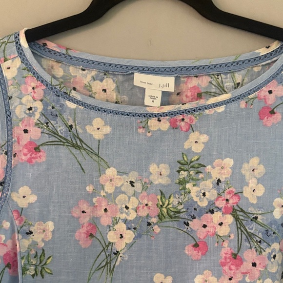 J. Jill Watercolor Light Blue Floral Linen Dress - Picture 4 of 10